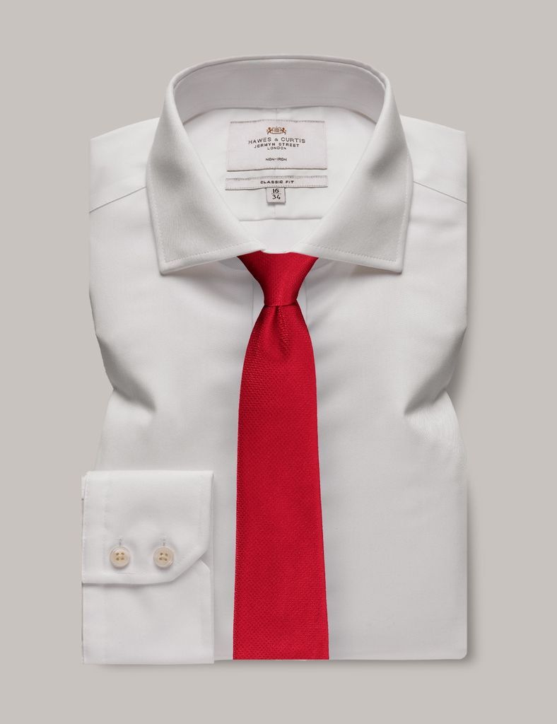 Non-Iron White Twill Classic Shirt - Windsor Collar