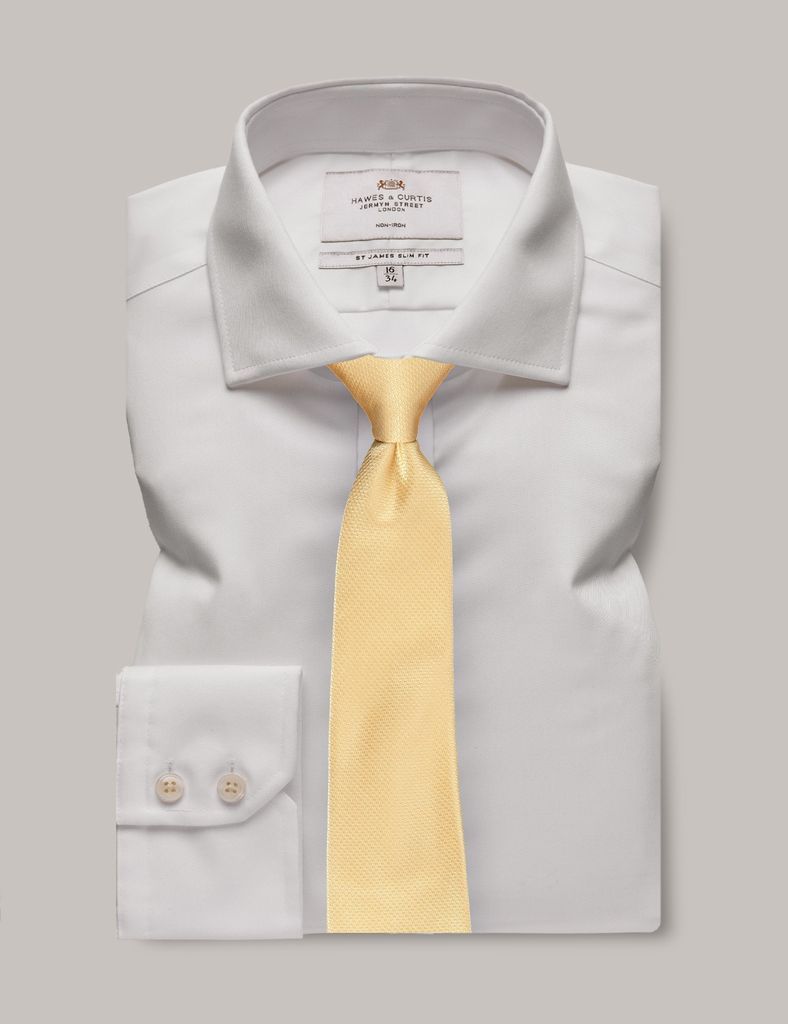 Non-Iron White Twill Slim Shirt - Windsor Collar