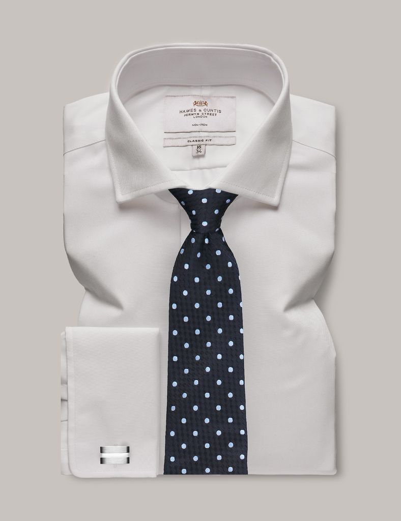 Non-Iron White Twill Classic Shirt - Windsor Collar - Double Cuff