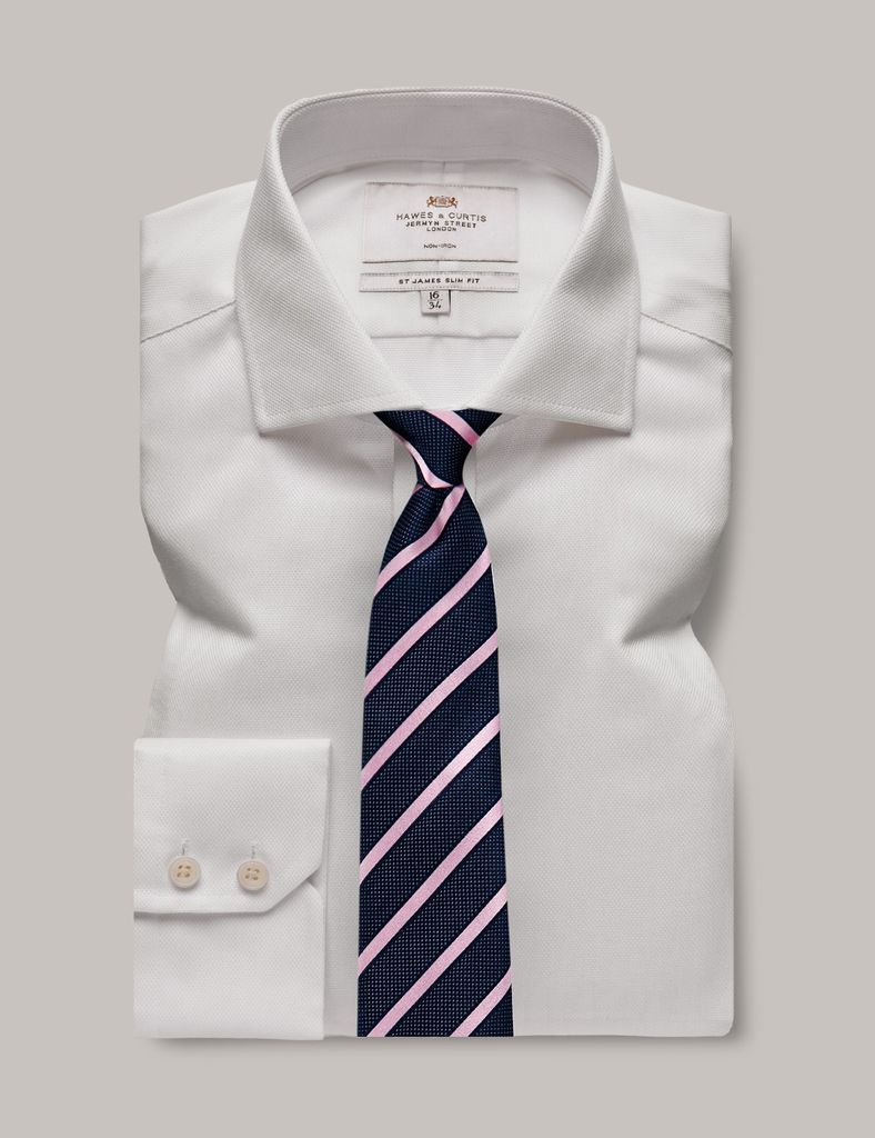 Non-Iron White Pique Slim Shirt - Windsor Collar