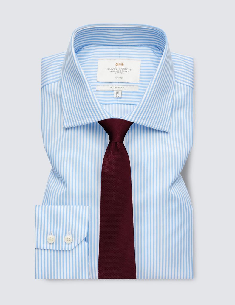 Non-Iron Blue & White Bengal Stripe Classic Shirt