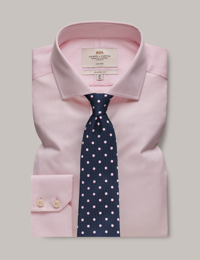 Non-Iron Pink Twill Classic Shirt - Windsor Collar