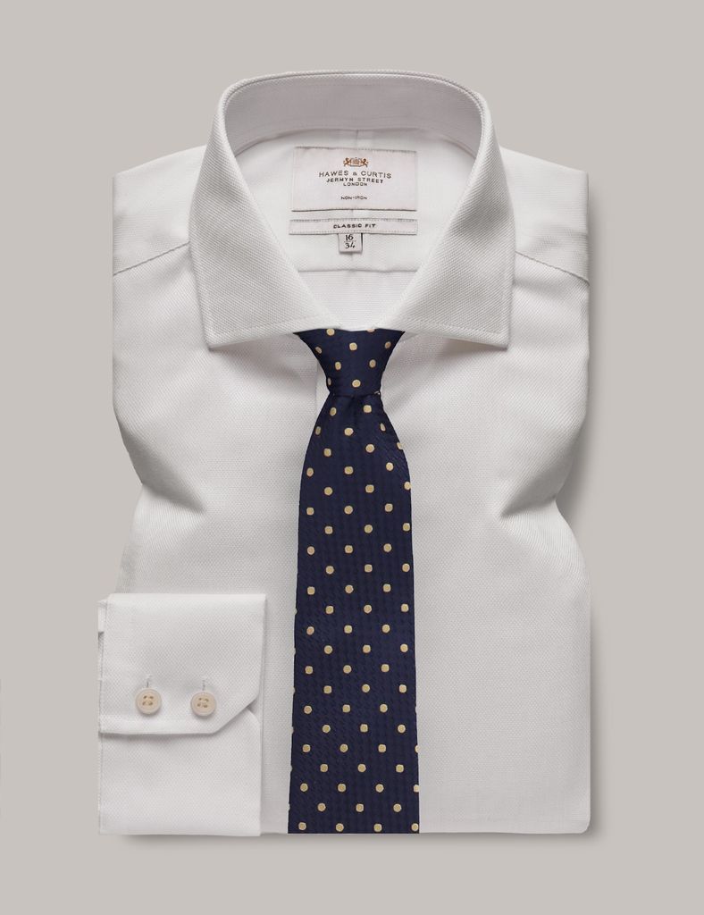 Non-Iron White Pique Classic Shirt - Windsor Collar