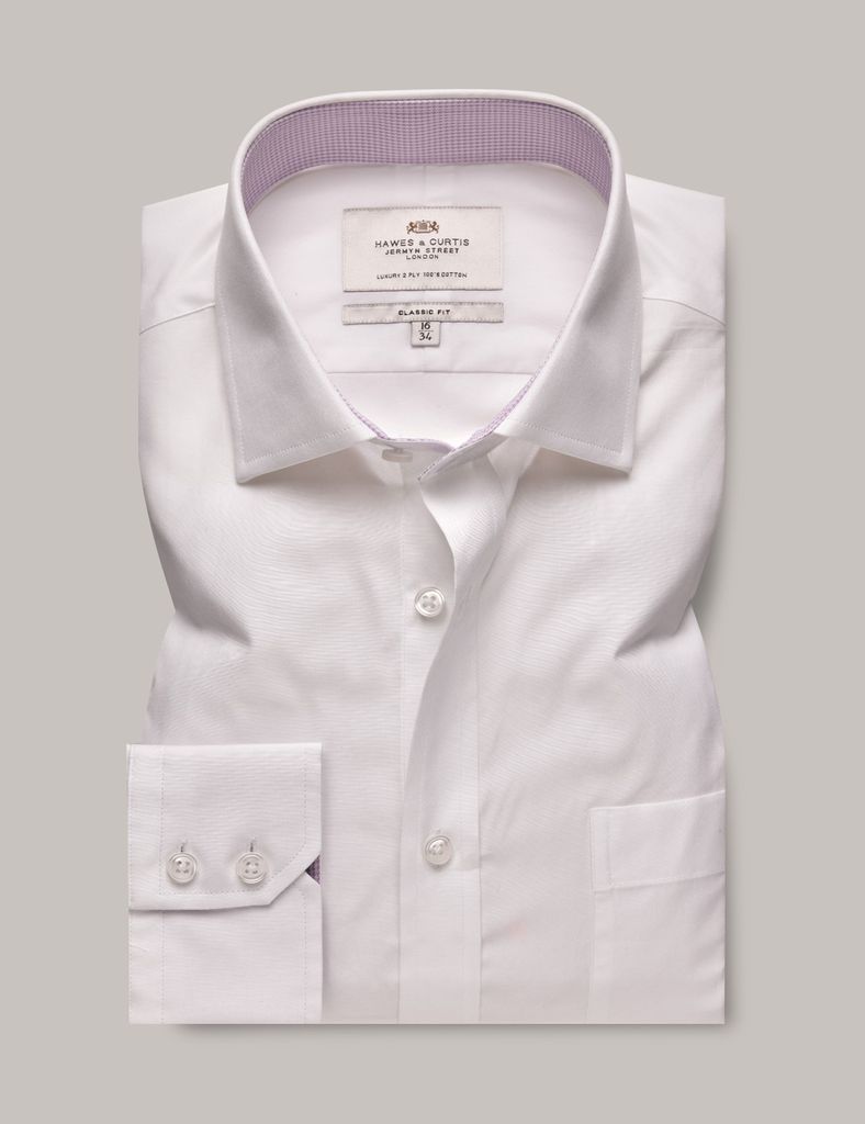 White Poplin Classic Shirt With Contrast Detail & Breast Pocket