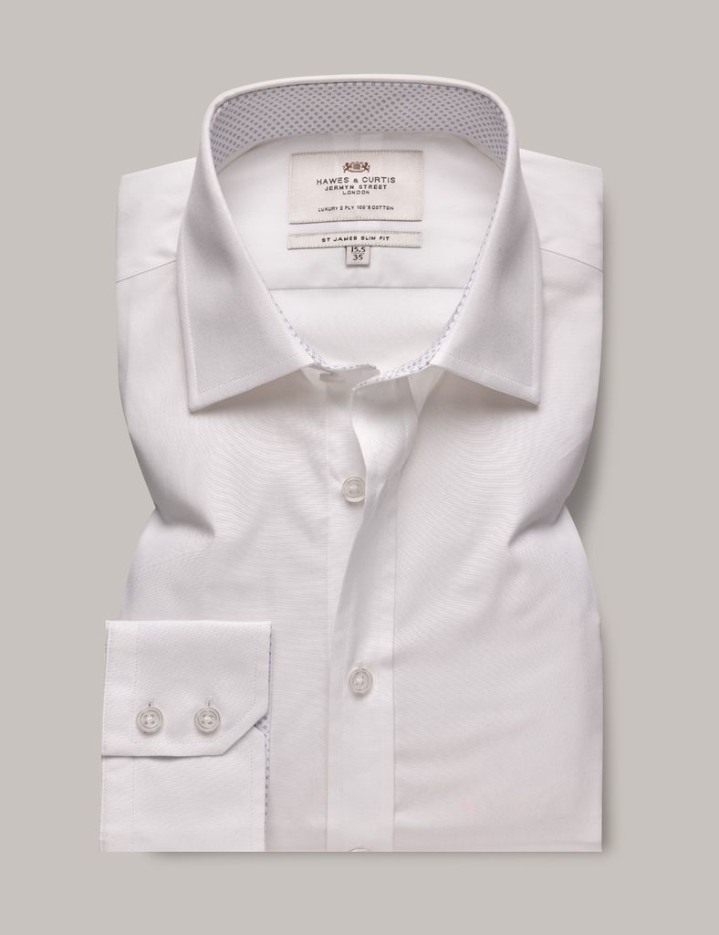 White Poplin Slim Shirt - Contrast Detail