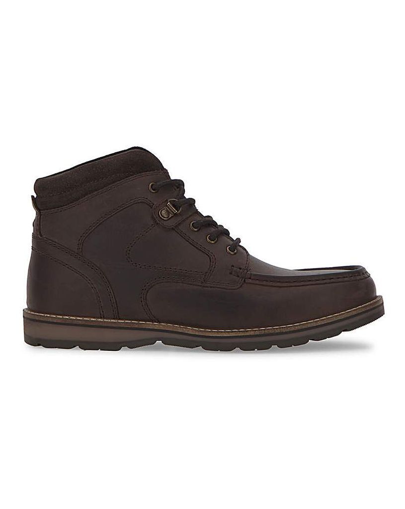 Dark Brown Leather Worker Boot Wide