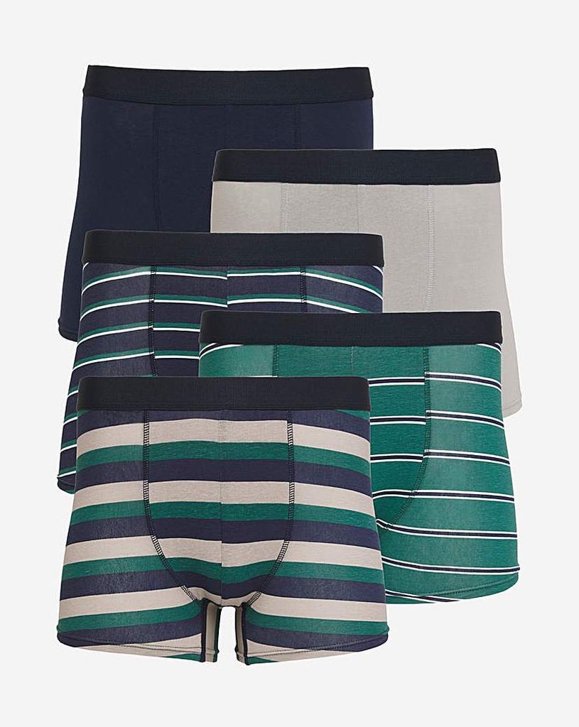 Pack Of 5 Navy And Green Stripe Hipsters