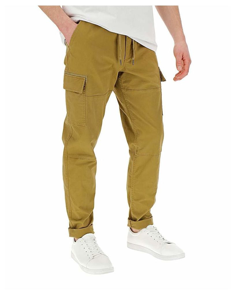 Brown Elasticated Cargo Trousers 31in