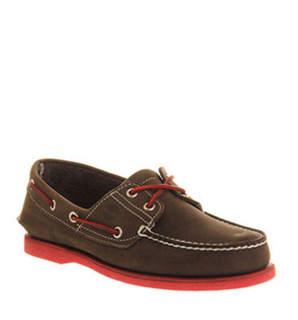 Timberland Icon Boat Shoe BROWN TRAVELBUCK LEATHER RED SOLE