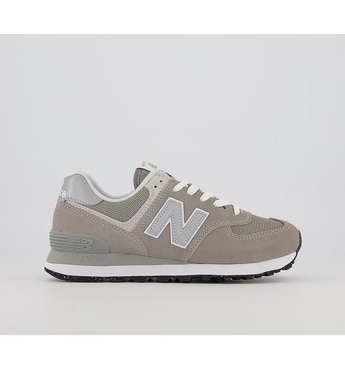 574 Trainers GREY WHITE GREEN LEAF Rubber