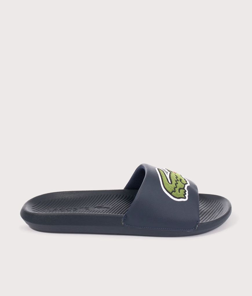 Embroidered Croco Sliders Colour: 2S3 Navy/Green, Size: 7