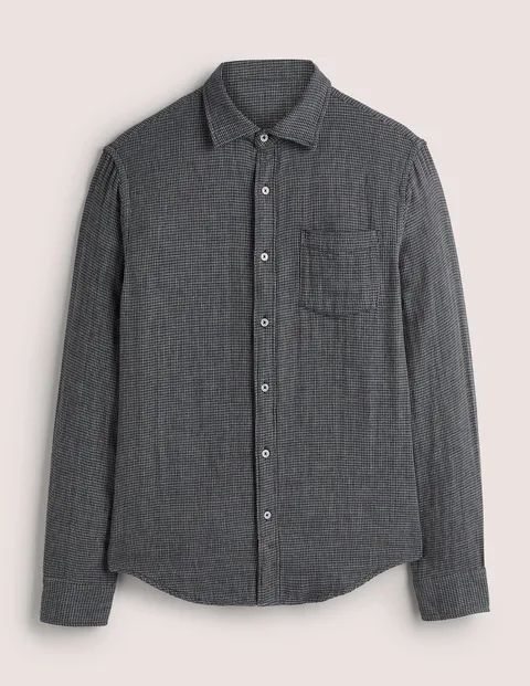 Cutaway Double Cloth Shirt Black Men Boden, Charcoal Grey