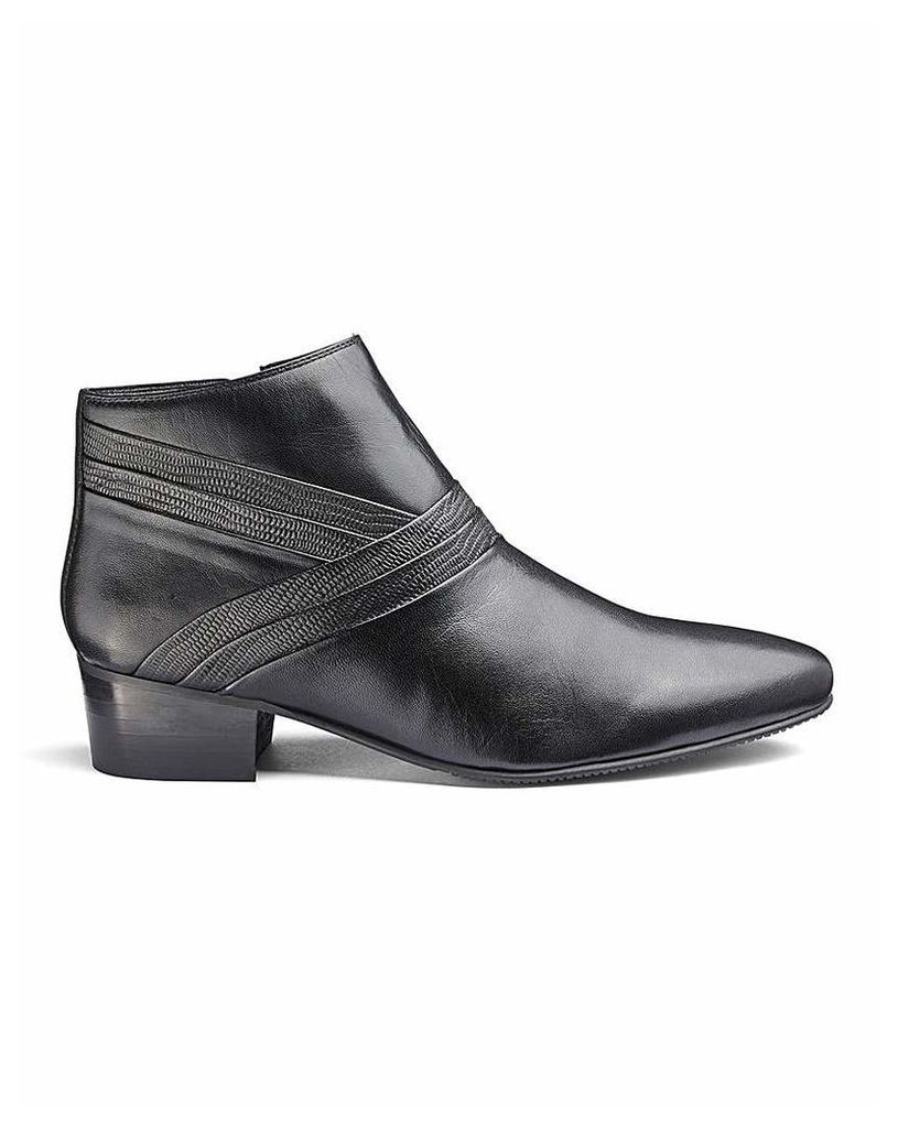 Leather Cuban Heel Boots Wide Fit