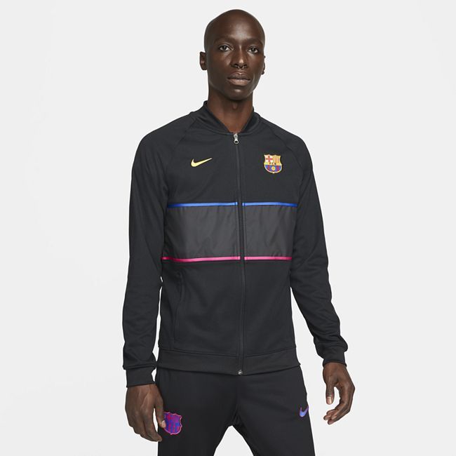 F.C. Barcelona Men's Full-Zip Football Jacket - Black