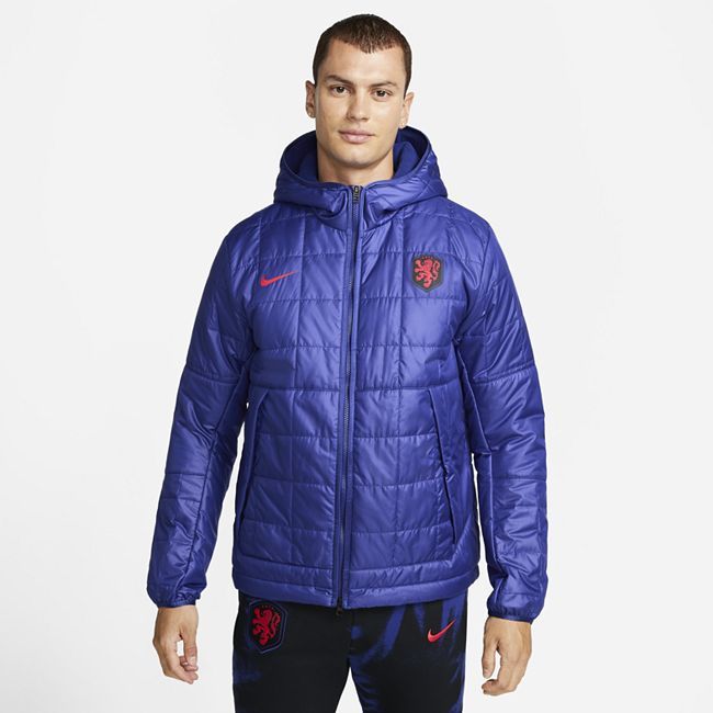 Netherlands Men's Nike Fleece-Lined Hooded Jacket - Blue