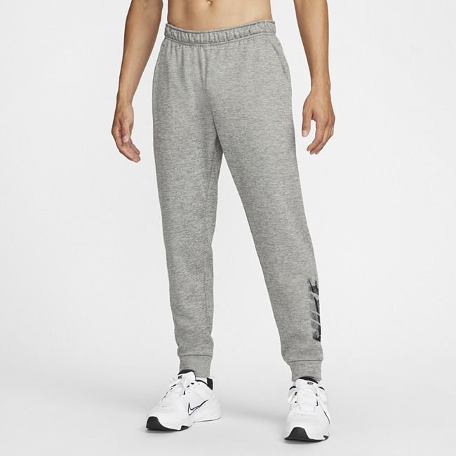 Therma-FIT Men's Tapered Swoosh Graphic Fitness Trousers - Grey
