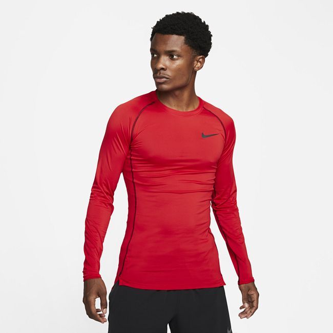 Pro Dri-FIT Men's Tight-Fit Long-Sleeve Top - Red