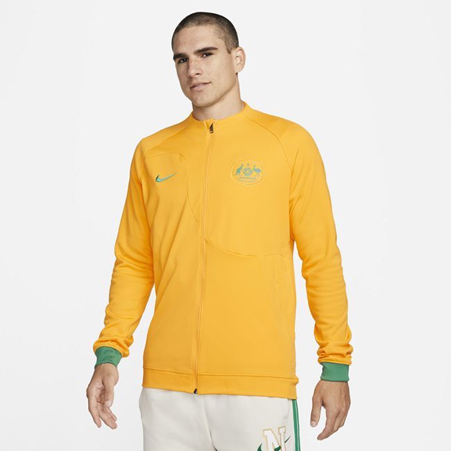 Australia Academy Pro Men's Knit Football Jacket - Yellow