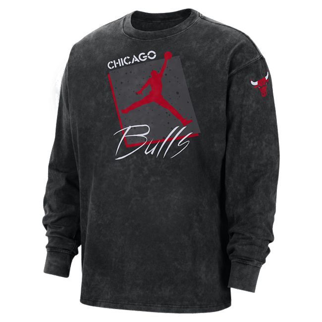 Chicago Bulls Courtside Statement Edition Men's Jordan Max90 NBA Long-Sleeve T-Shirt - Black