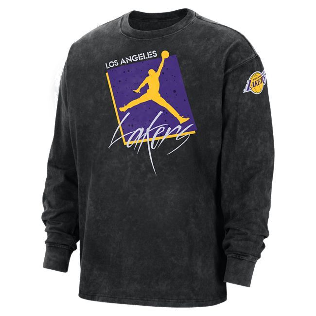 Los Angeles Lakers Courtside Statement Edition Men's Jordan Max90 NBA Long-Sleeve T-Shirt - Black