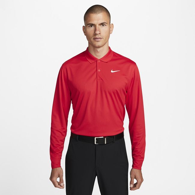 Dri-FIT Victory Men's Long-Sleeve Golf Polo - Red