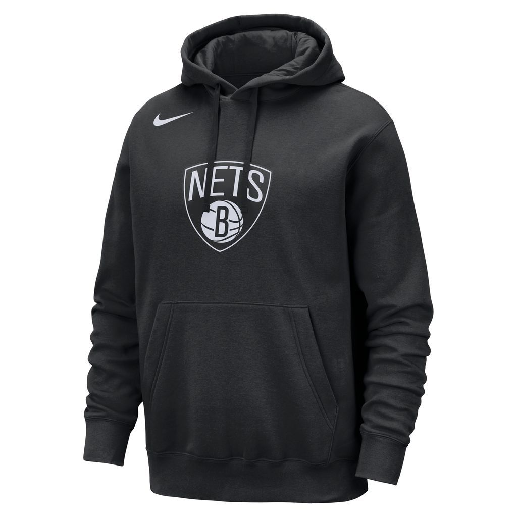 Brooklyn Nets Club Men's Nike NBA Pullover Hoodie - Black - Cotton