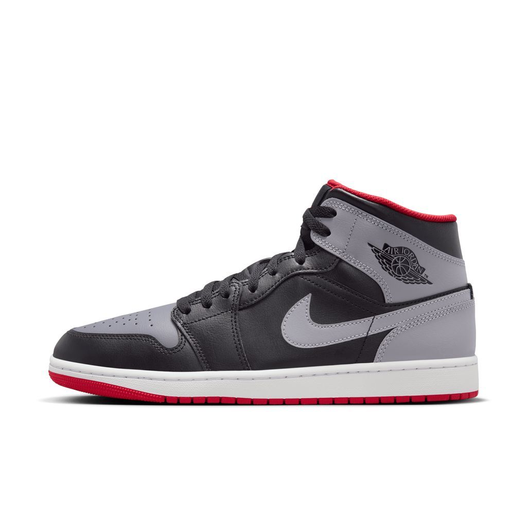 Air Jordan 1 Mid Men's Shoes - Black - Leather
