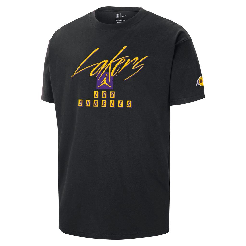 Los Angeles Lakers Courtside Statement Edition Men's Jordan NBA Max90 T-Shirt - Black - Cotton