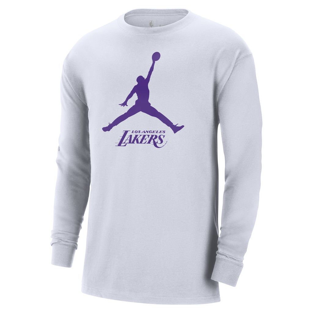 Los Angeles Lakers Essential Men's Jordan NBA Long-Sleeve T-Shirt - White - Cotton