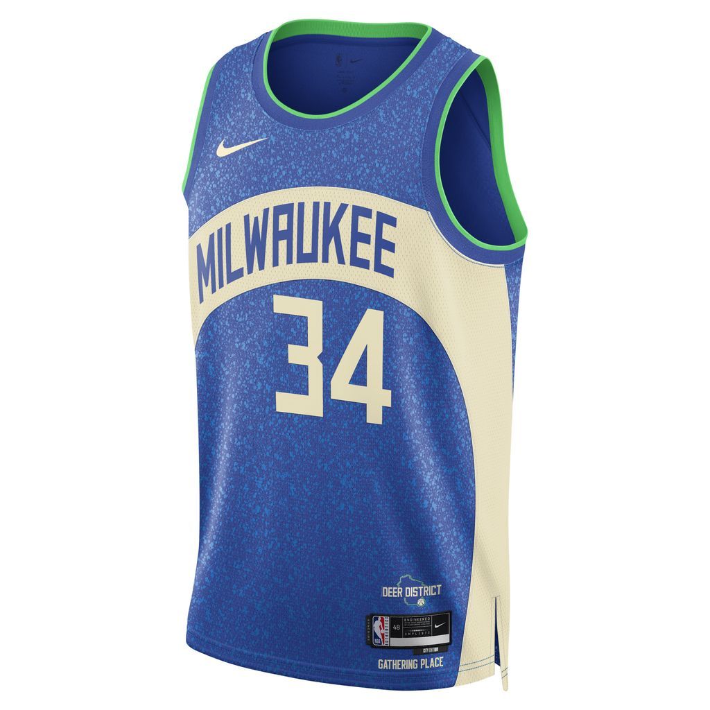 Giannis Antetokounmpo Milwaukee Bucks City Edition 2023/24 Men's Nike Dri-FIT NBA Swingman Jersey - Blue - Polyester