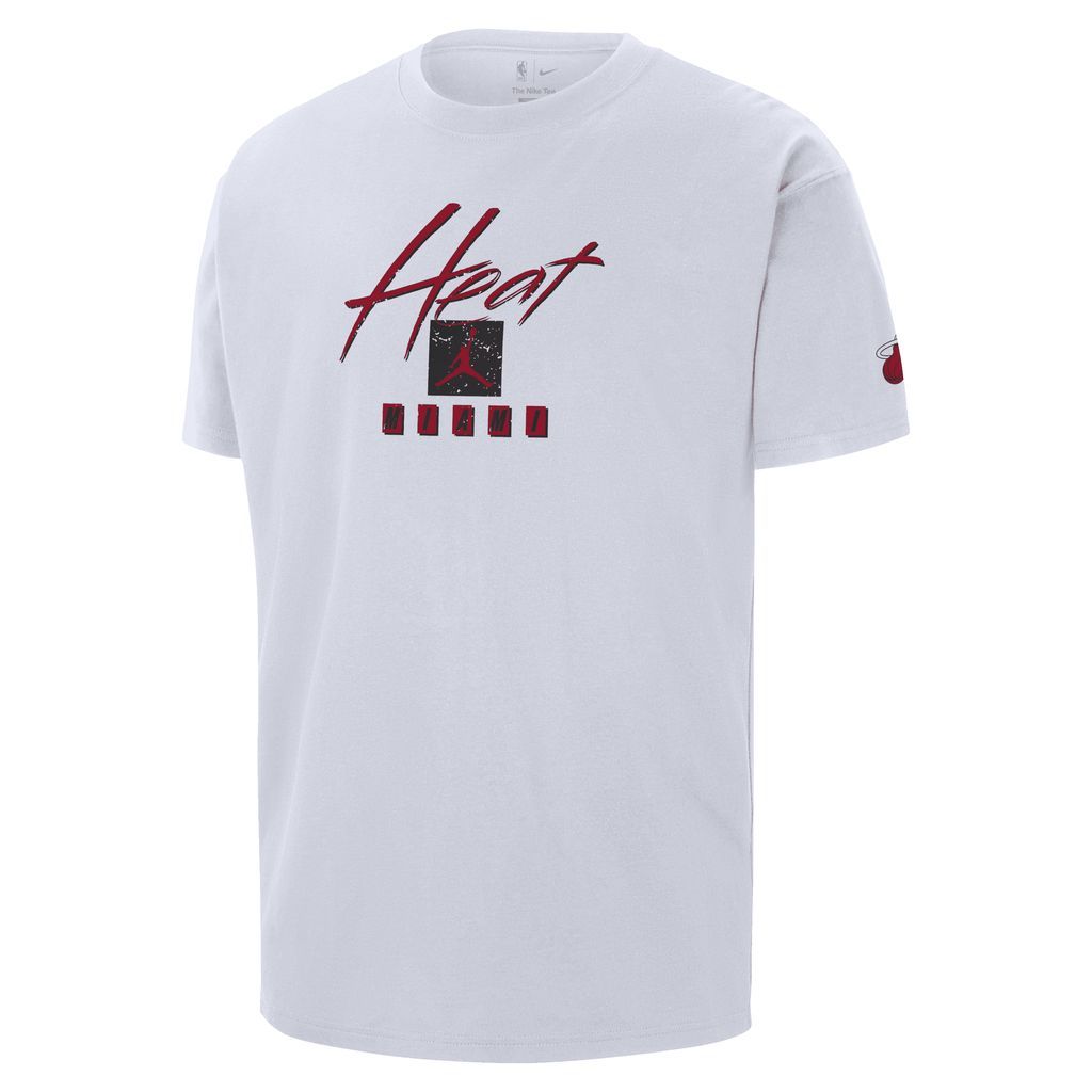 Miami Heat Courtside Statement Edition Men's Jordan NBA Max90 T-Shirt - White - Cotton