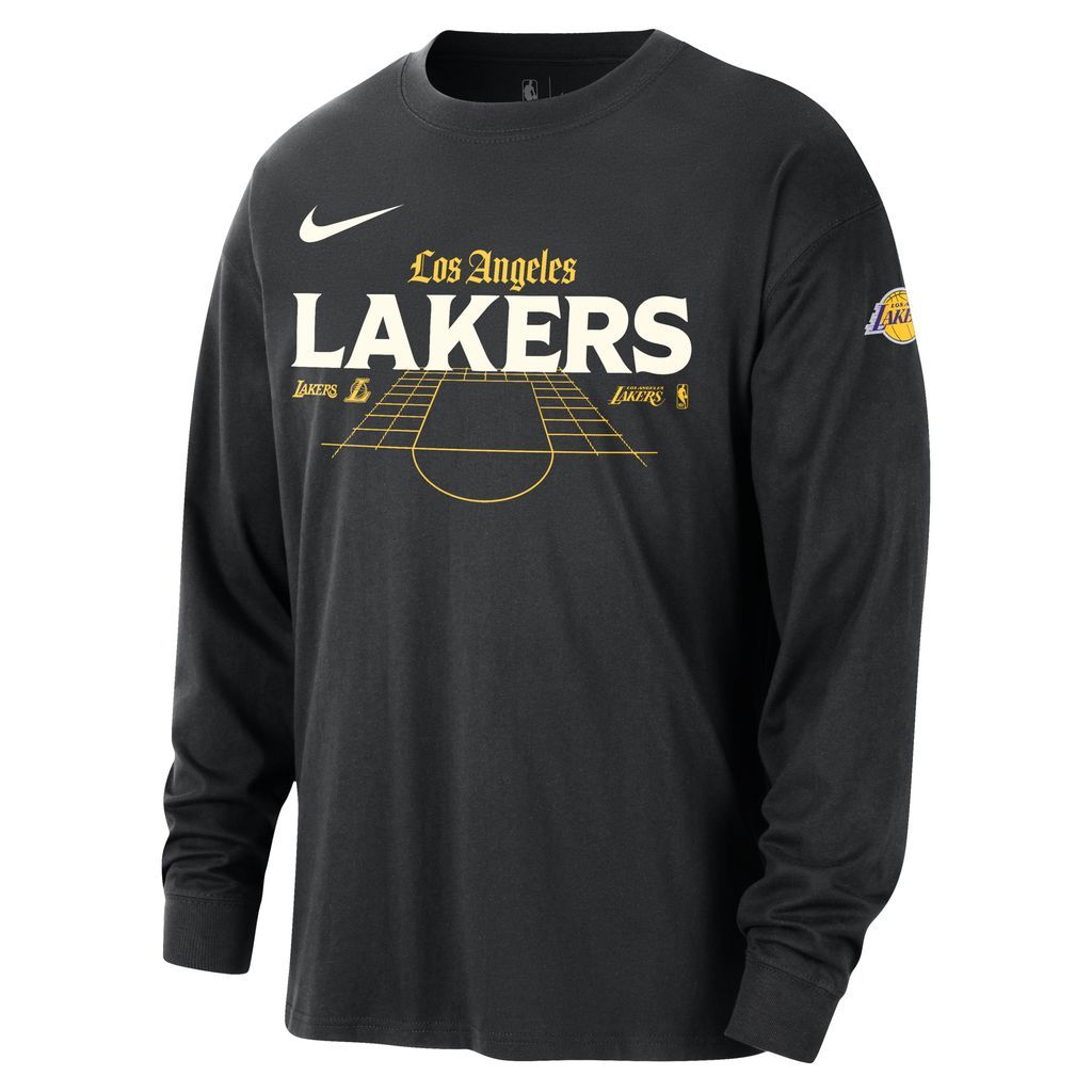 Los Angeles Lakers Men's Nike NBA Long-Sleeve Max90 T-Shirt - Black - Cotton