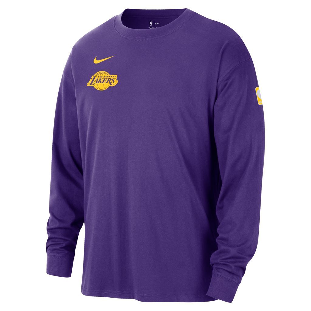Los Angeles Lakers Courtside Men's Nike NBA Long-Sleeve Max90 T-Shirt - Purple - Cotton