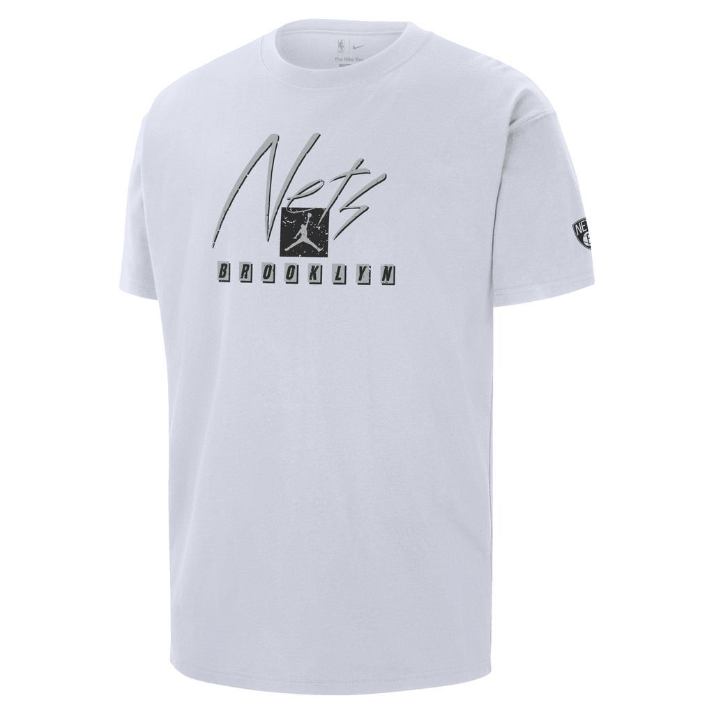 Brooklyn Nets Courtside Statement Edition Men's Jordan NBA Max90 T-Shirt - White - Cotton