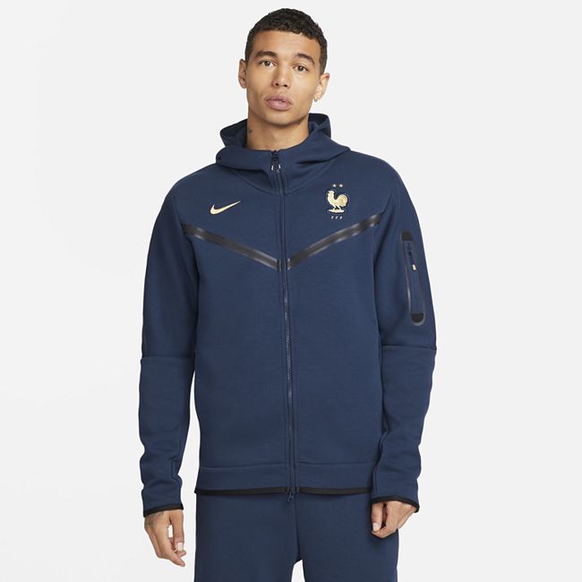 France Men's Nike Full-Zip Tech Fleece Hoodie - Blue