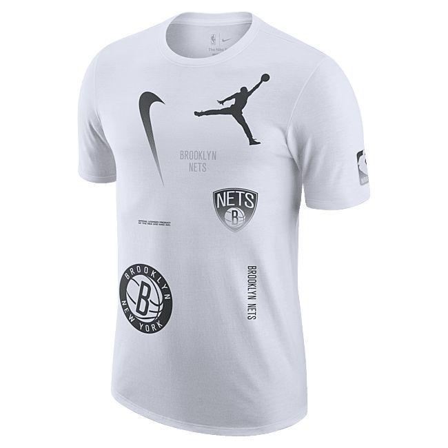 Brooklyn Nets Courtside Statement Edition Men's Jordan Max90 NBA T-Shirt - White