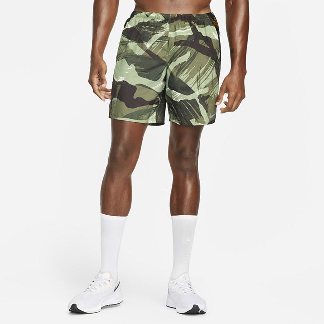 Challenger Men's 18cm (approx.) Brief-Lined Camo Running Shorts - Green