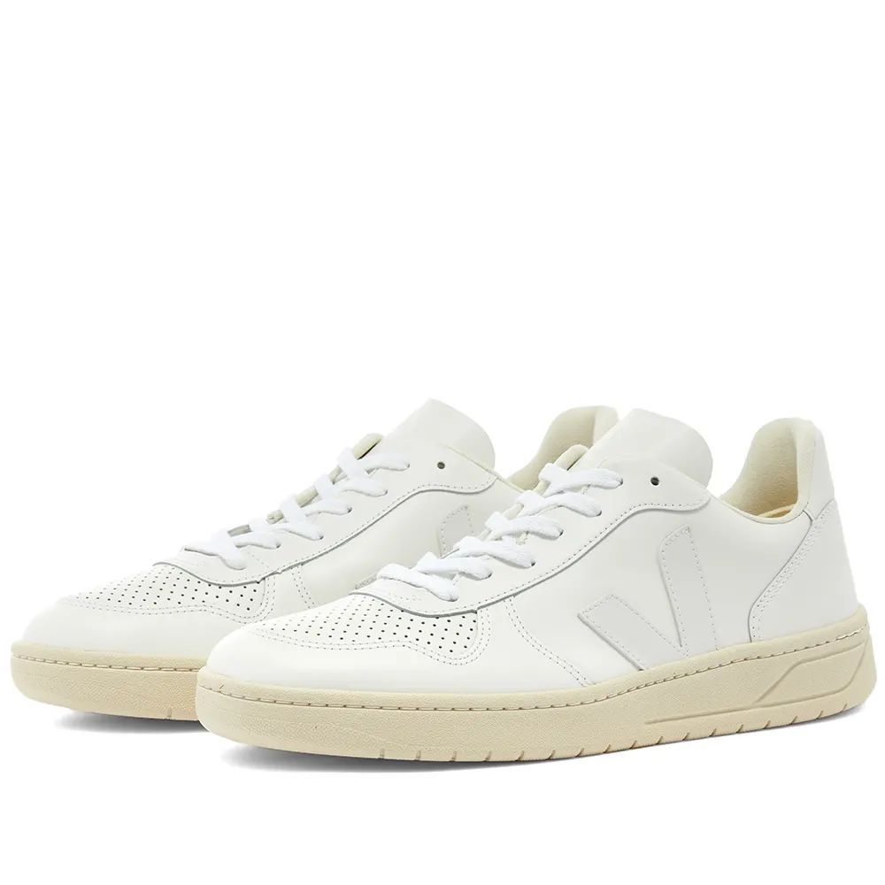 V-10 Leather Basketball Sneaker  - Leather  - Men's - Extra White - UK 7 - Leather