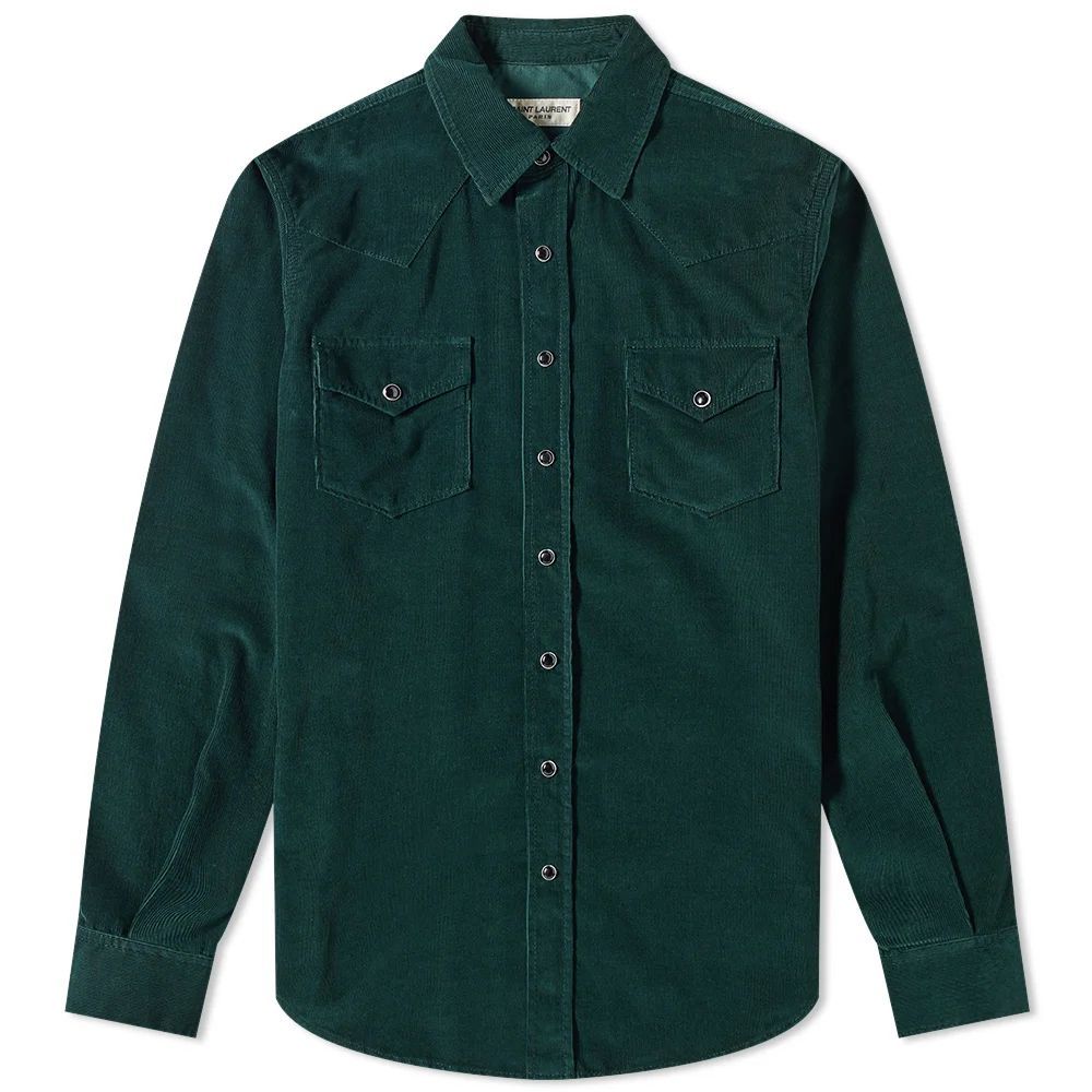 Cord Western Shirt Dark Green
