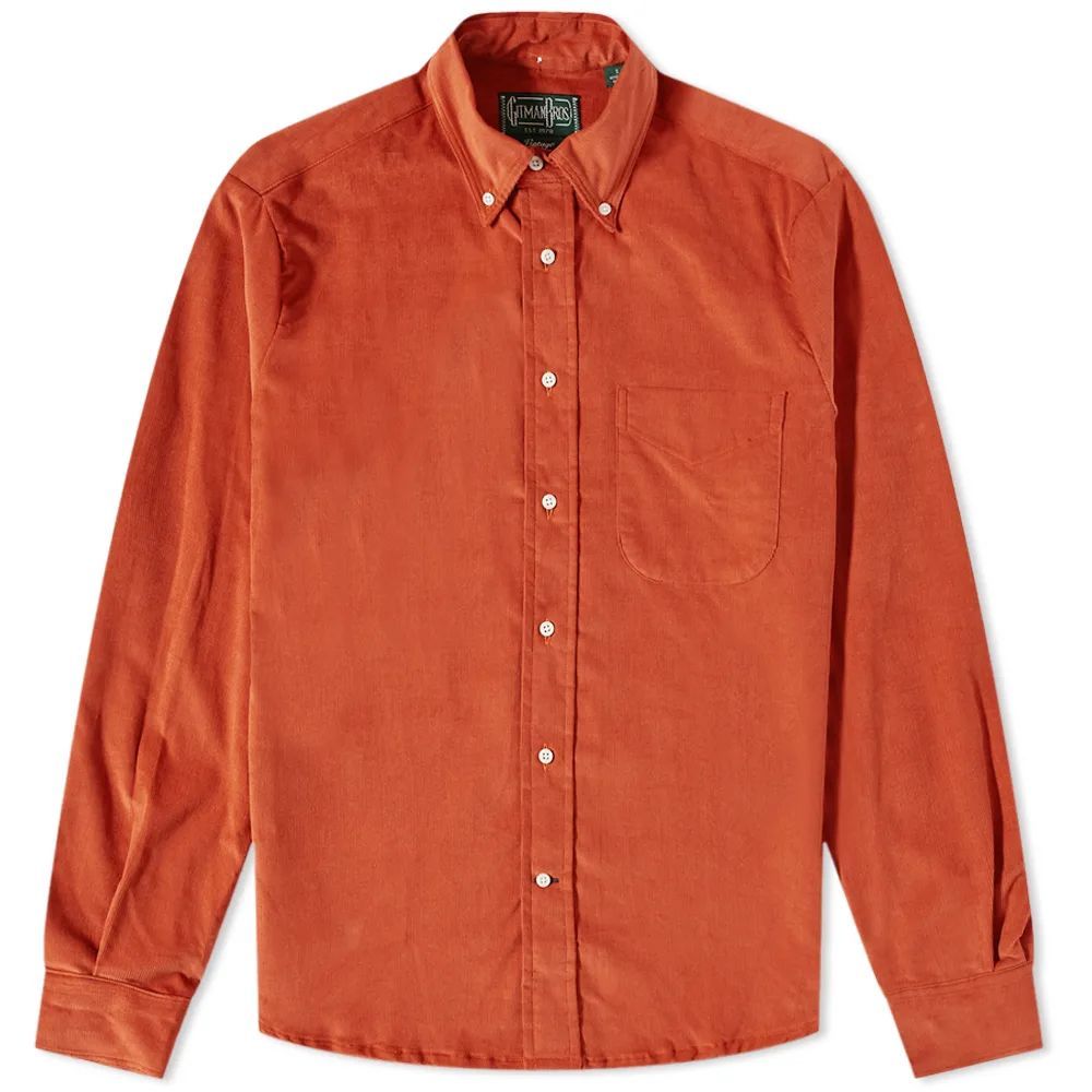 Button Down Corduroy Shirt Orange