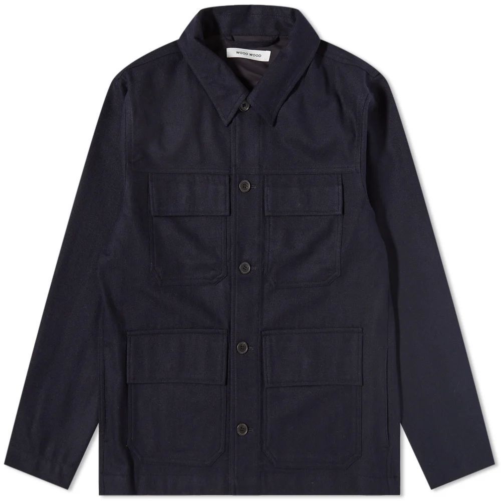 Clive Wool Overshirt Navy