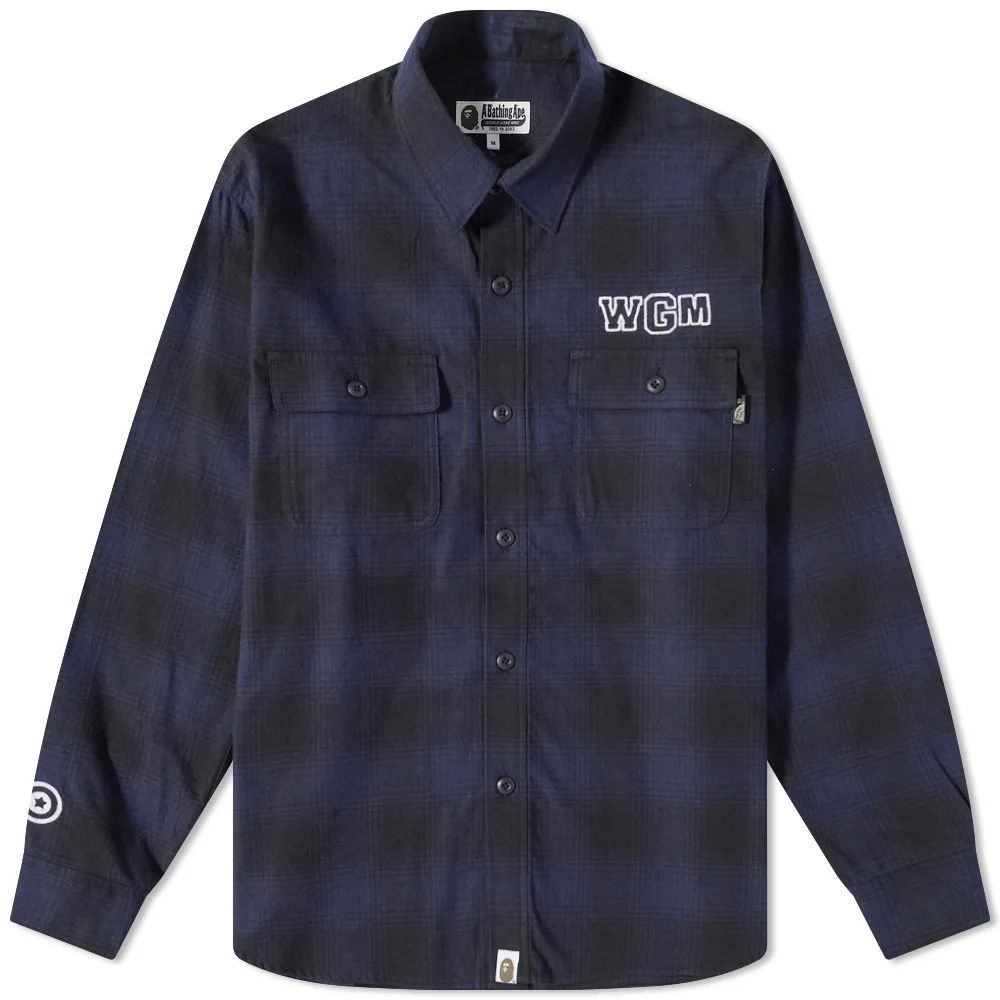 Check Shark Relaxed Fit Flannel Shirt Navy