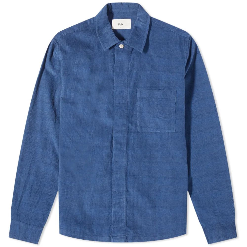 Patch Shirt Blue Checked Cord
