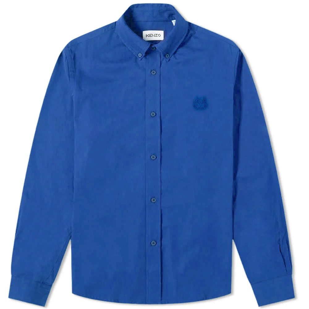 Tiger Crest Button Down Shirt Electric Blue