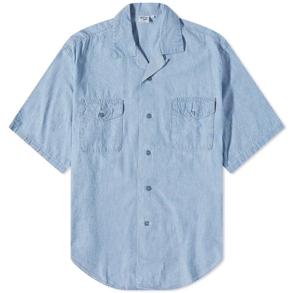Short Sleeve US Navy Office Shirt Chambray Bleached