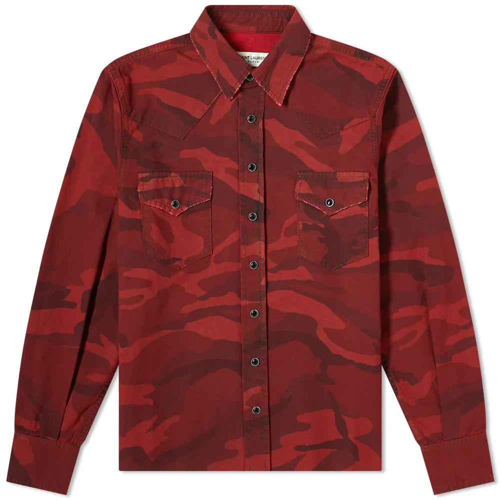 Western Canvas Shirt Red Camo