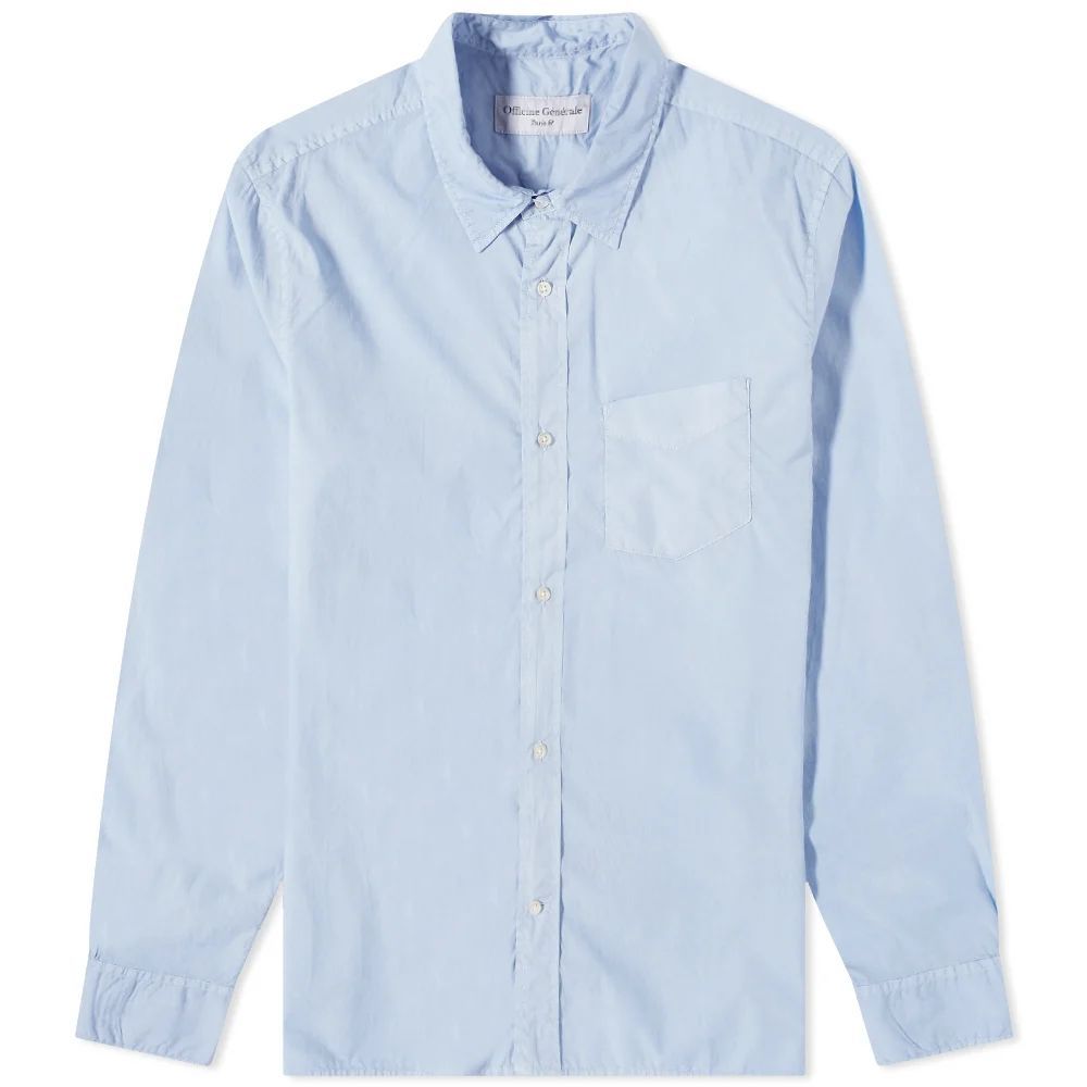 Officine Générale Esteban Garment Dyed Shirt Baby Blue