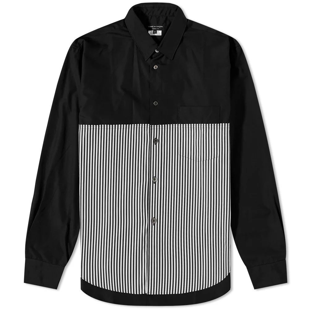 Broad Striped Panel Shirt Black/White