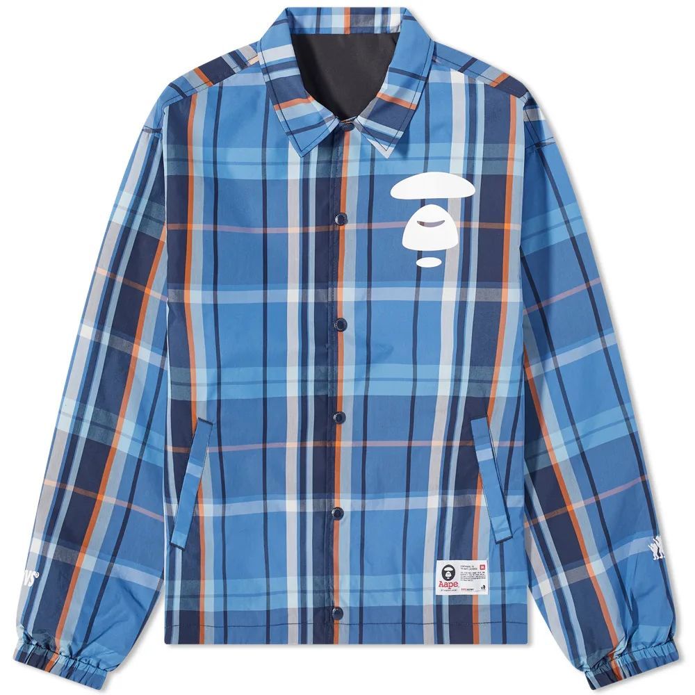 AAPE Plaid Coach Jacket Blue