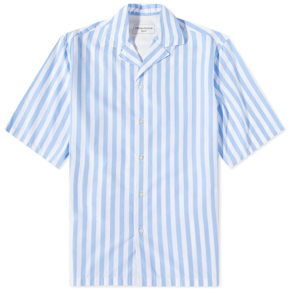 Eren Short Sleeve Stripe Shirt White/Blue